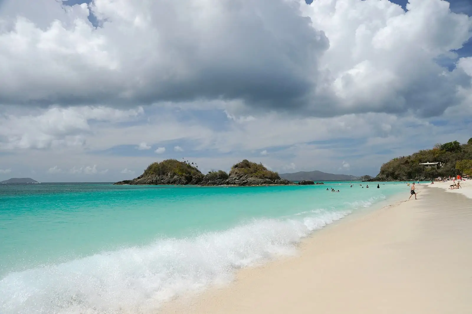 Trunk Bay beach on St. John with a small island offshore