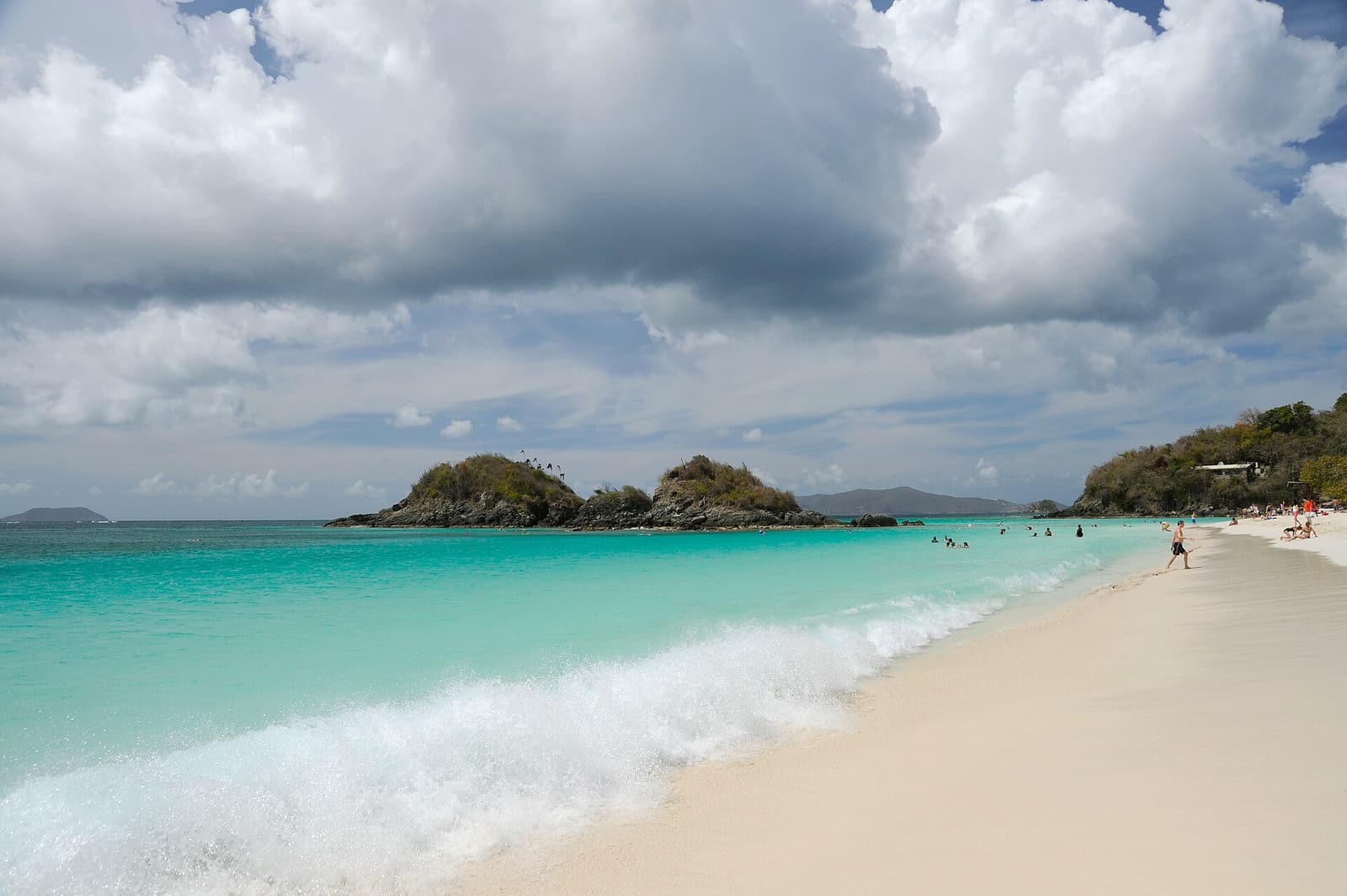 Trunk Bay beach on St. John with a small island offshore